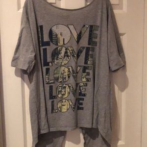 Lane Bryant love shirt with open back